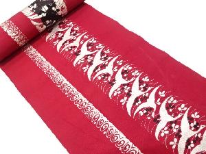 アンティーク　鶴に萩模様織り出し　八寸帯地反物